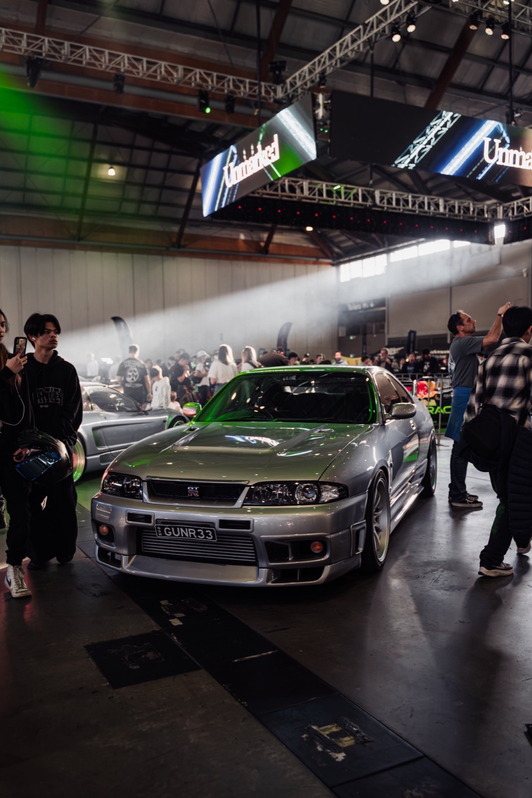 A Skyline in front of the green Unmarked banner